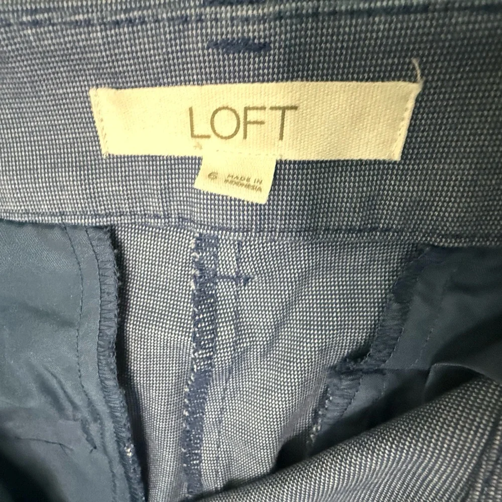 LOFT Riviera Slim Pants in Texture Blue size 6 - Picture 9 of 13